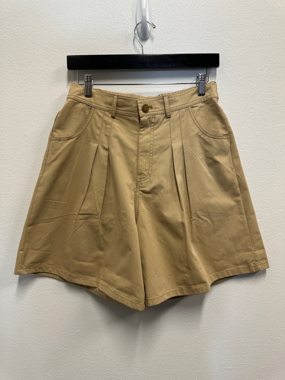 Listicle High-Waist Pleated Tan Shorts